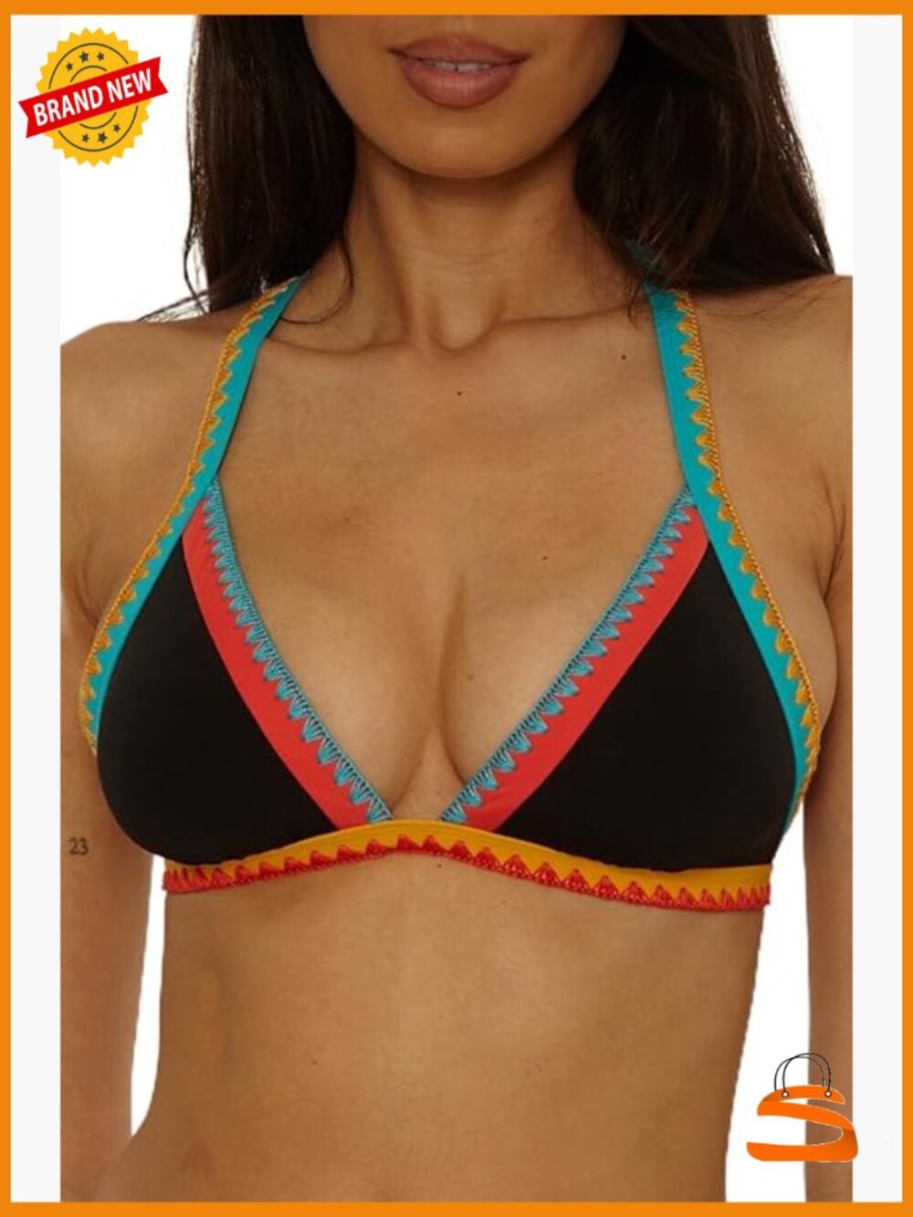Adjustable Halter Bikini Top With Removable Cups, Medium, Nylon Spandex